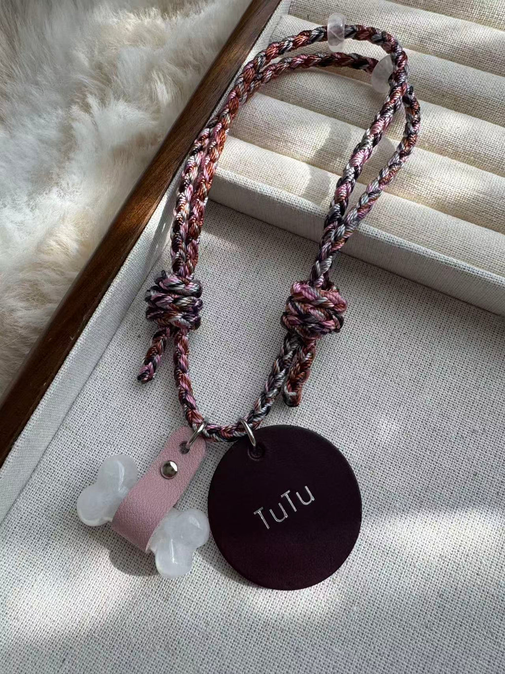 Handcrafted Crystal Energy Healing Collar - Personalized Pet Jewelry with Name Tag