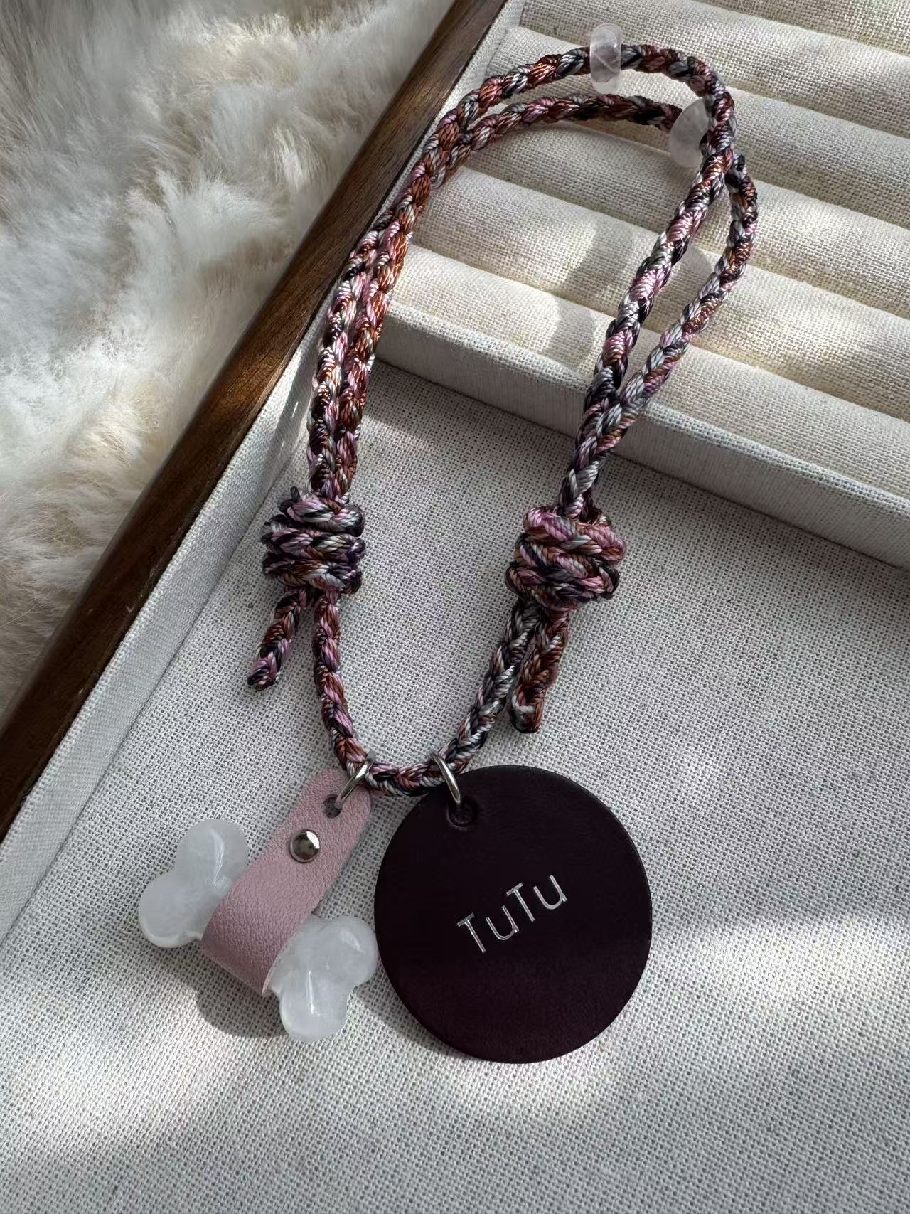 Handcrafted Crystal Energy Healing Collar - Personalized Pet Jewelry with Name Tag