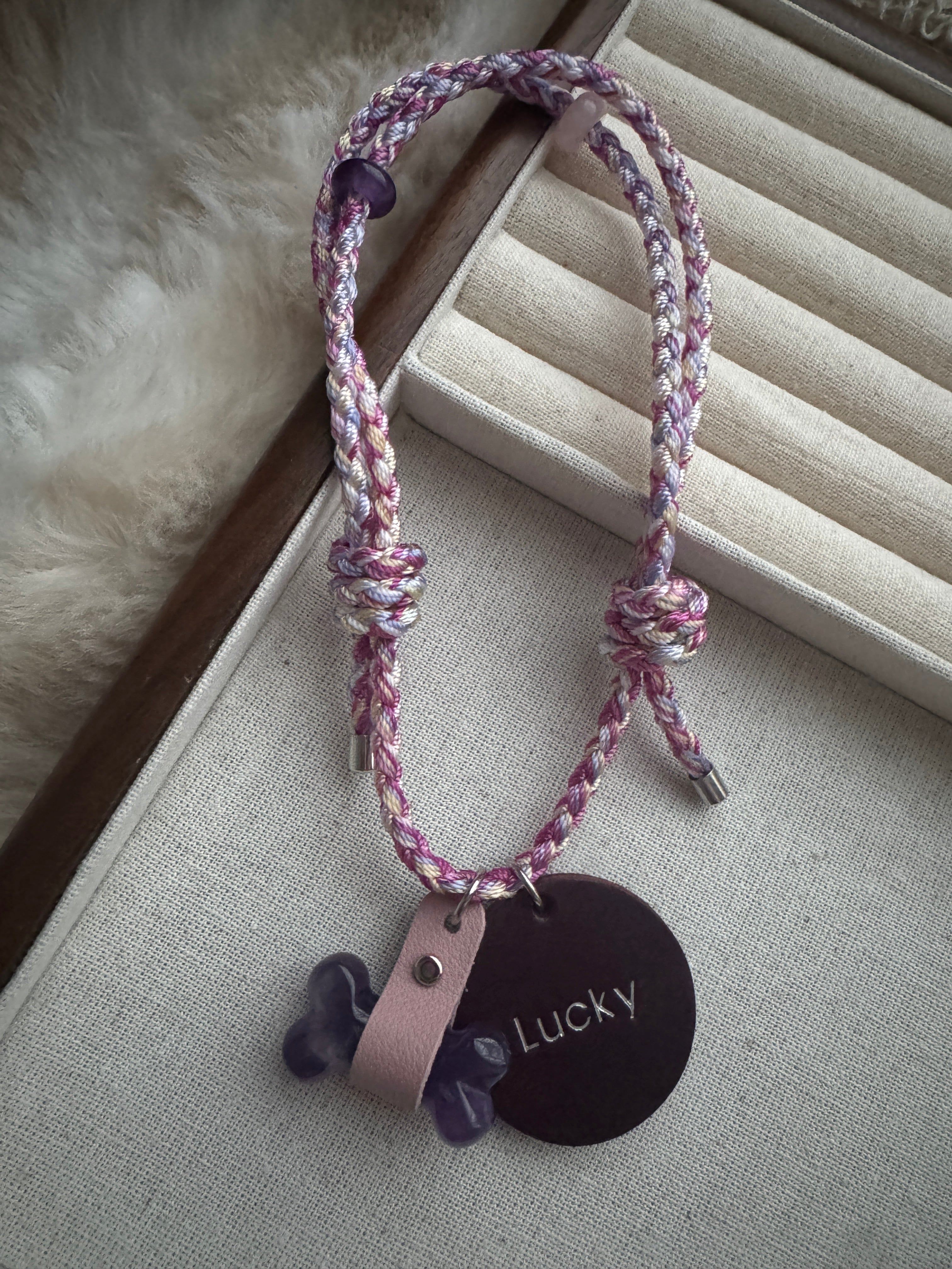 Handcrafted Crystal Energy Healing Collar - Personalized Pet Jewelry with Name Tag