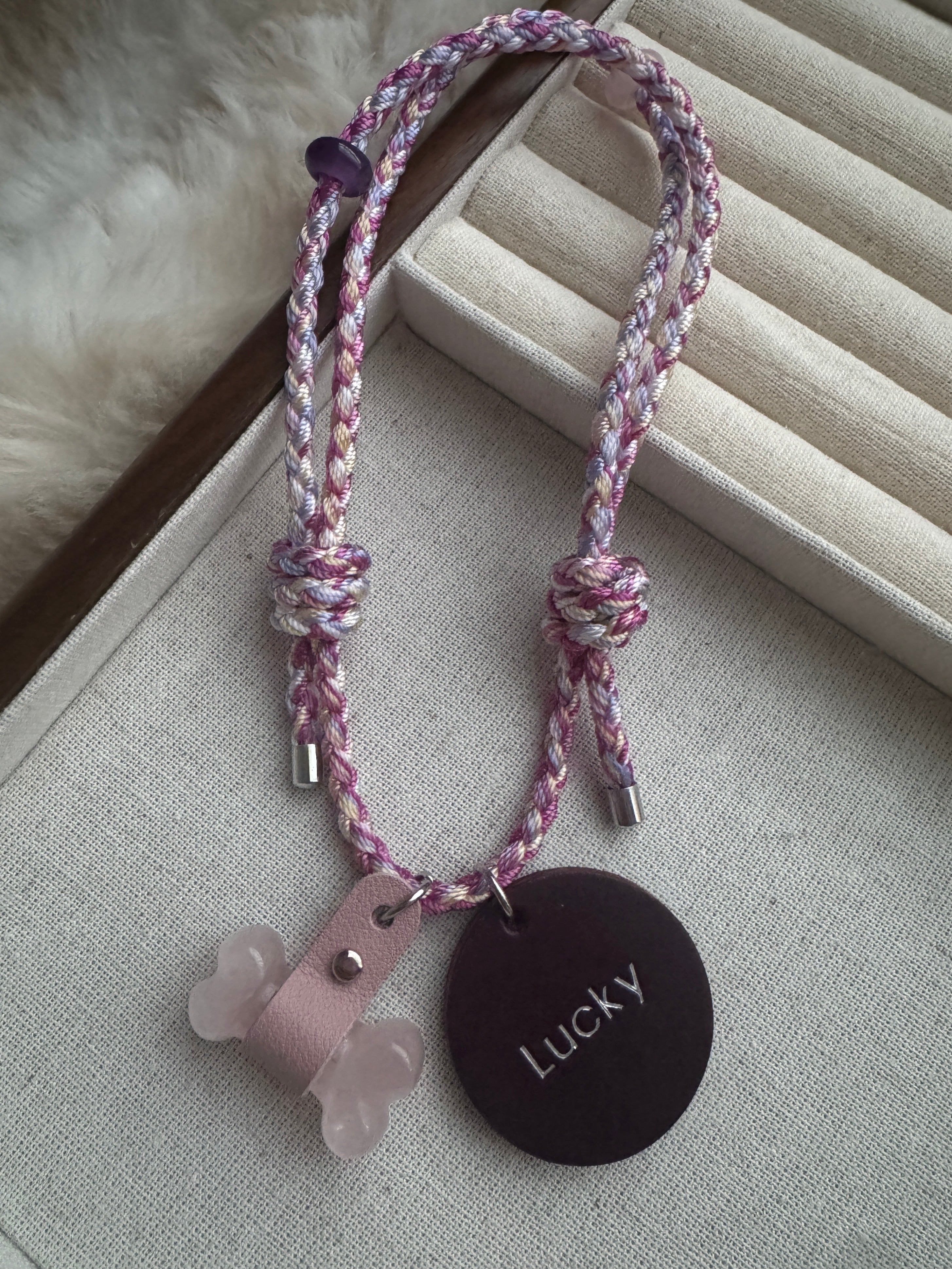 Handcrafted Crystal Energy Healing Collar - Personalized Pet Jewelry with Name Tag