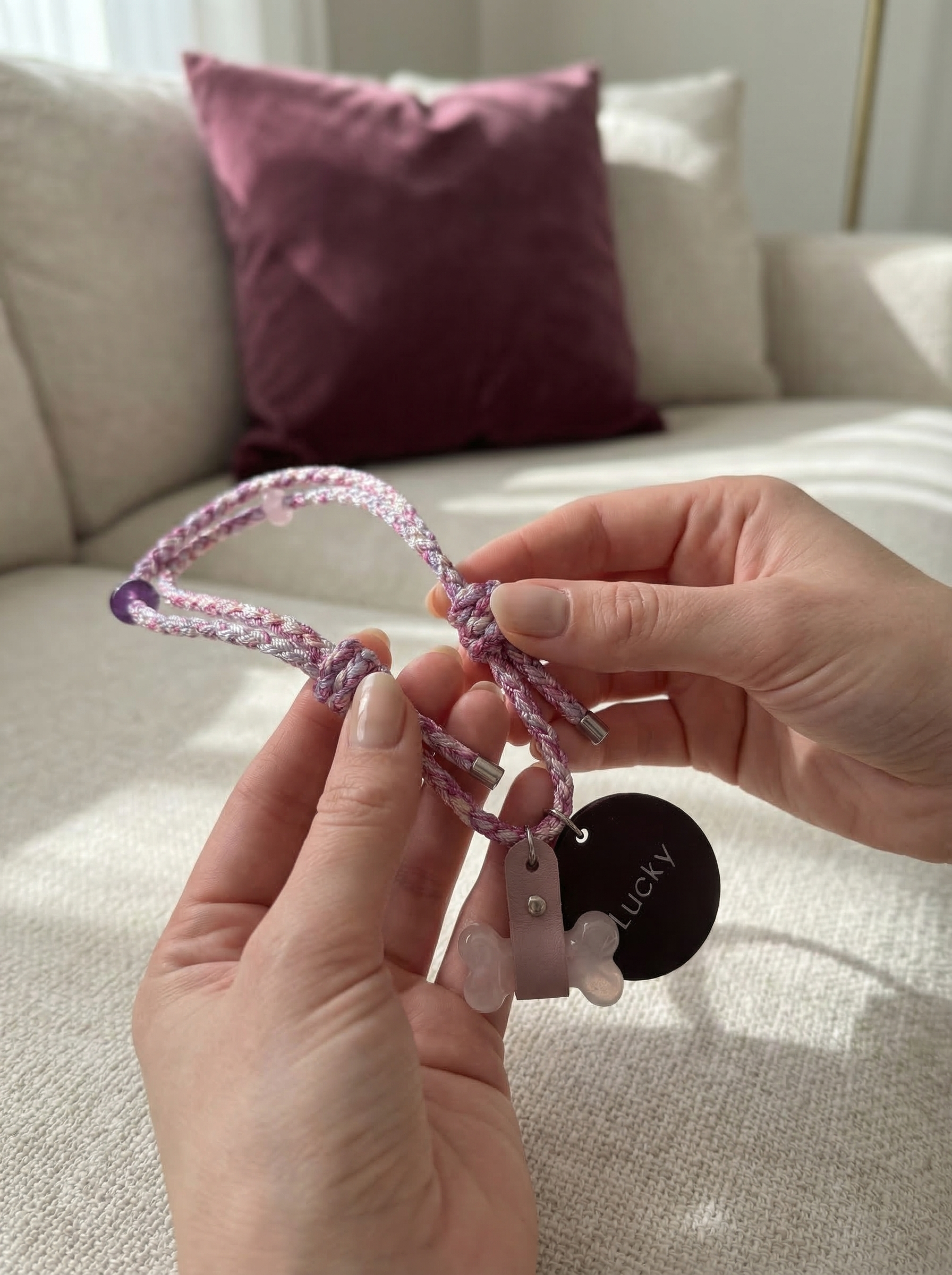 Handcrafted Crystal Energy Healing Collar - Personalized Pet Jewelry with Name Tag